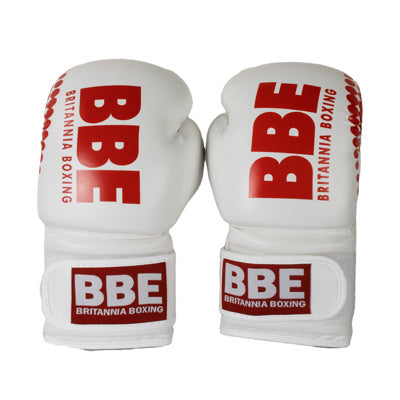 BBE White PVC Sparring Boxing Gloves - 8oz